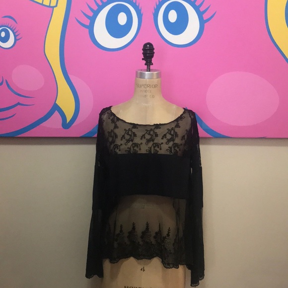 Free People Bell Sleeve Lace Blouse